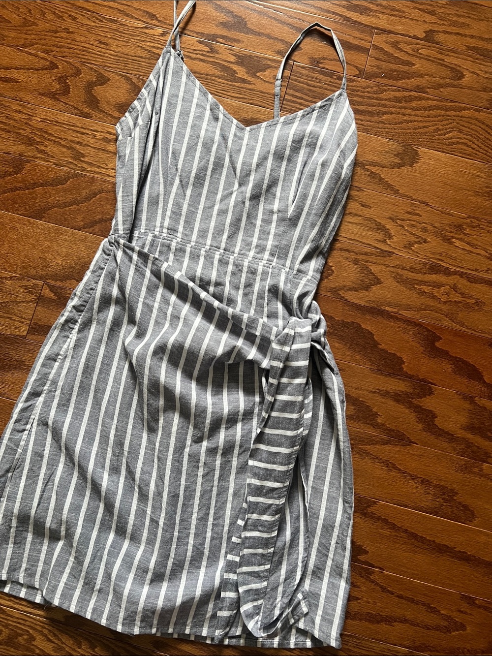 Abercrombie & Fitch Striped Blue and White Spaghetti Strap Wrap Dress, size S